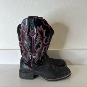 Ariat Black and Pink Embroidered Cowgirl Boots size 7.5